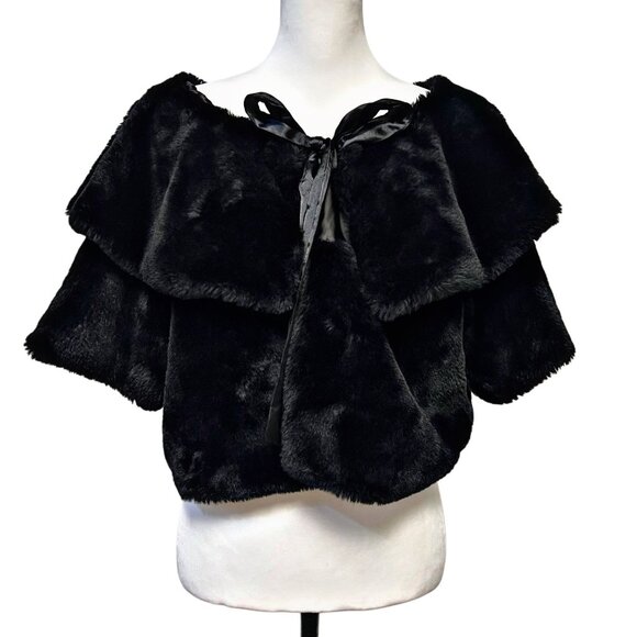 Haani Vintage Faux Fur Cape Bolero Mobster Wife Classic Crop  Jacket Holiday 1X - Picture 5 of 12